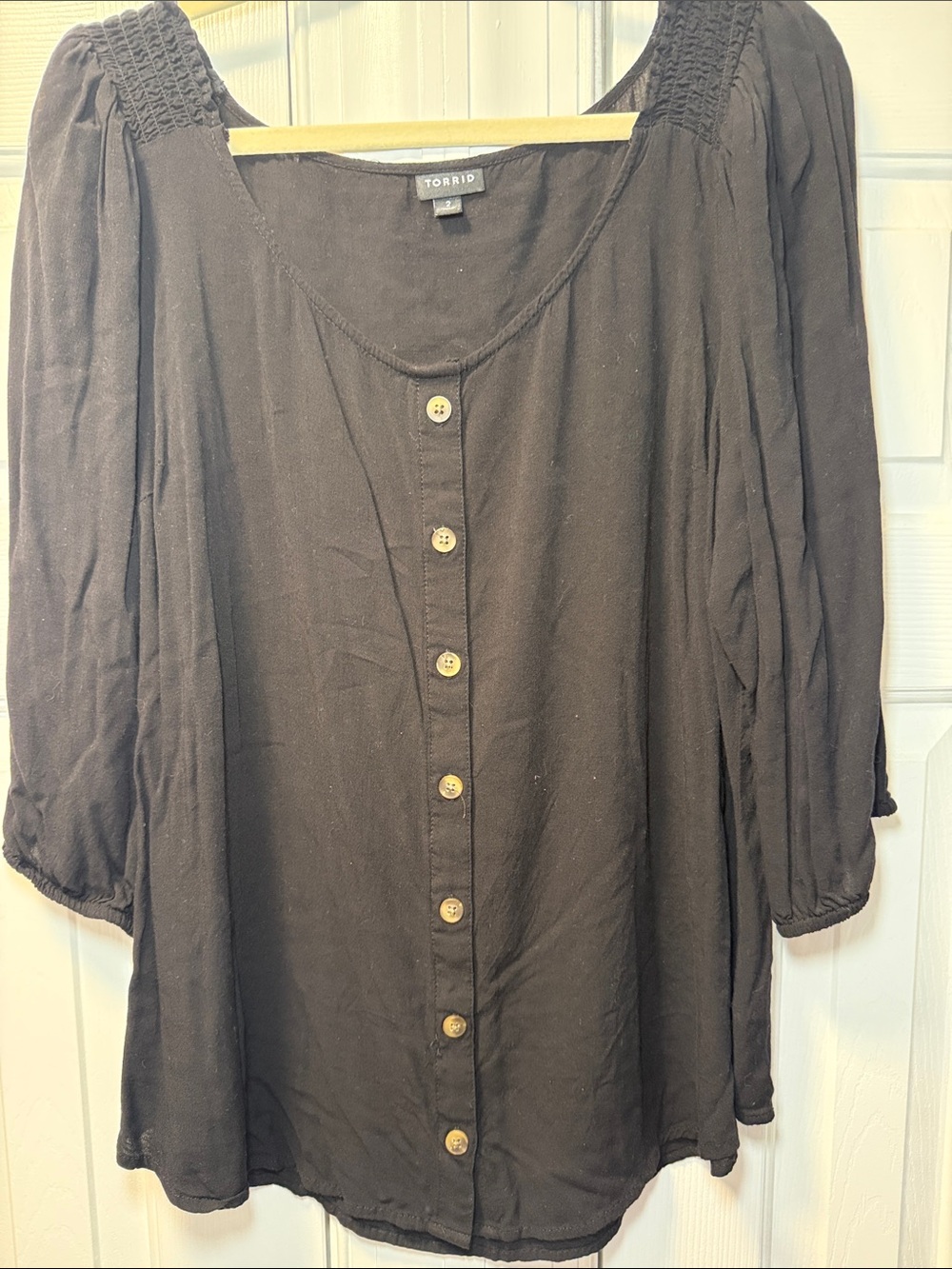 torrid Black Button-Front Peasant Top
